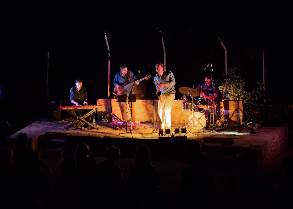 Matthieu, Lefteris, Stefan and Vasilis live at Vamos Jazz Festival.